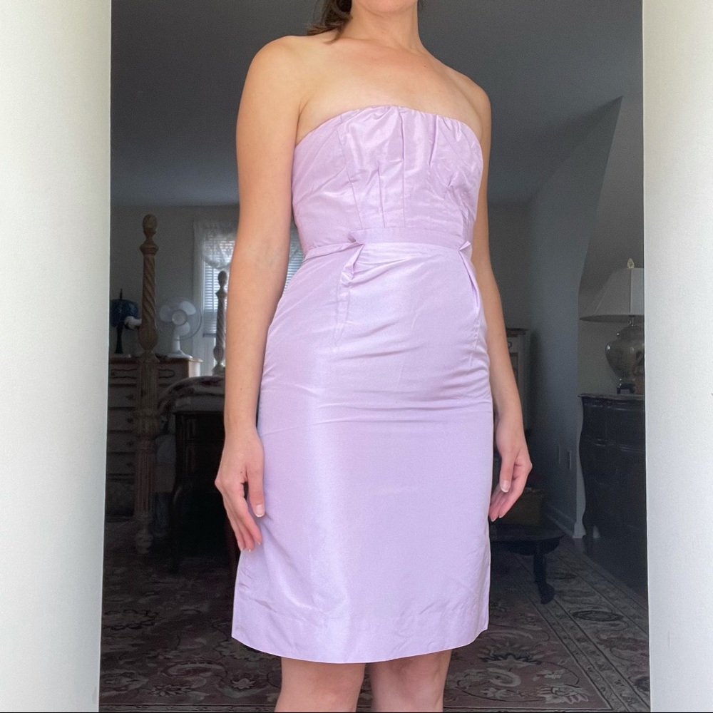 J. Crew Lavender Taffeta Strapless Dress